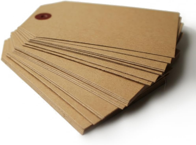 60-Pack Blank Hang Tags with String for Labeling and Pricing, Durable Cardstock