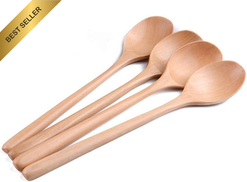 4Pcs Small Wooden Spoon, Wood Seasoning Spoon for Stirring Coffee Tea and Sugar