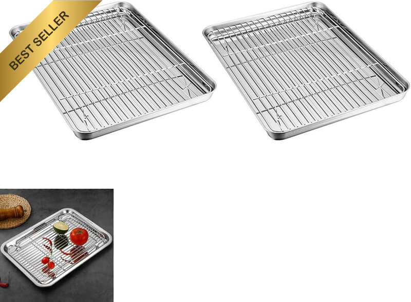 Nonstick Baking Sheets & Cooling Rack Set (2 Pans + 2 Racks),Stainless Steel Coo
