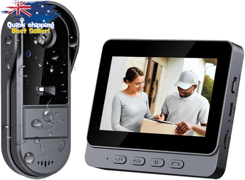 Wireless Video Doorbell Camera HD 1080P, 170° Angle, 4.3” Screen, No App/WiFi