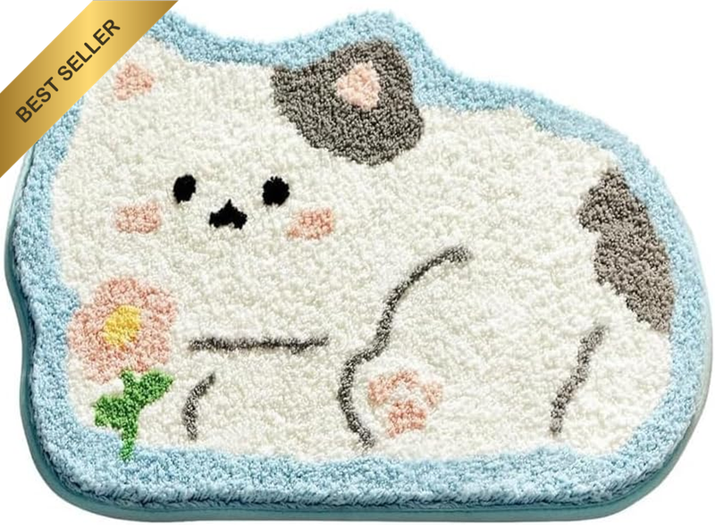 Cartoon Animal Bathroom Mat – Thick Plush Rug, Quick-Drying, Non-Slip, Machine W