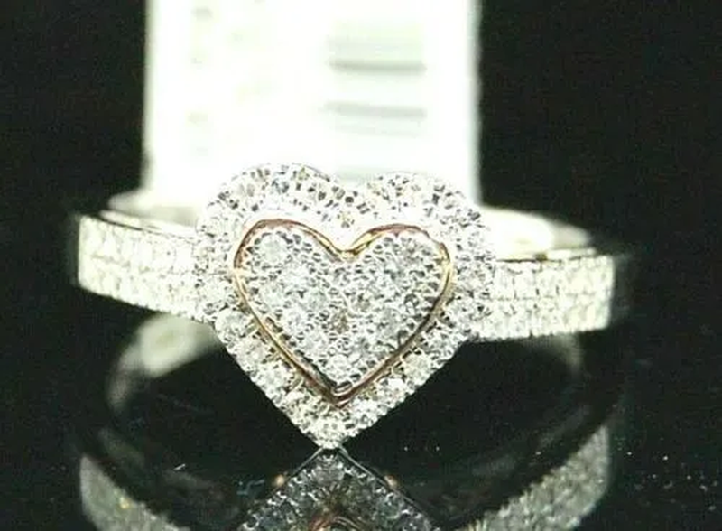 Luxurious Exquisite Fashion Solid 925 Sterling Silver Natural Heart White Sapphire Ring Bride Romantic Wedding Anniversary Gift Princess Engagement Diamond Jewelry Christmas Gift Size 4-12