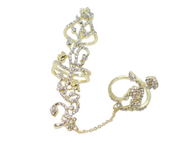 Women's Double Finger Multiple Stack Thumb Ring Crystal Set Gift Jewellery UK!!