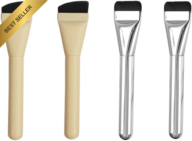 Flat Foundation Makeup Brush Set, 4 Pieces Thin Liquid Foundation Brush,Flat Lig