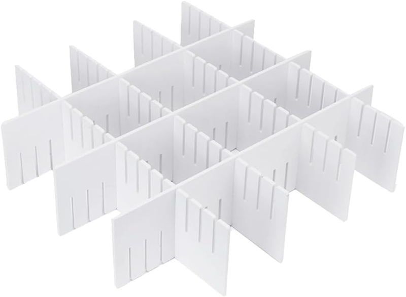 5-Pack Adjustable Drawer Dividers Plastic Organizer Partition for Makeup Socks U