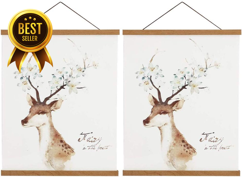 2-Pack 20-Inch Teak Wood Magnetic Poster Hanger Frames