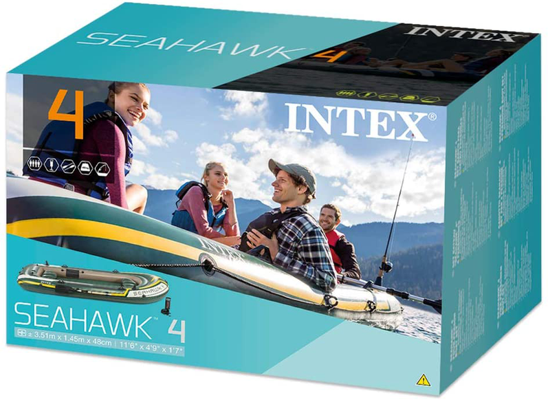 Inflatable Boat For 4 Adults 2 Aluminum Oars 2 Fishing Holders Puncture Resistan