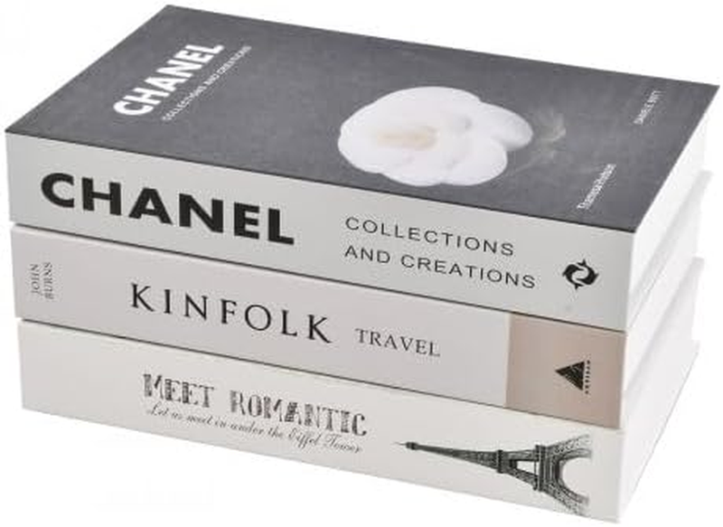 Magnetic Decorative Fake Books, 3 PCS Fashion Book Box Set, Stacked Hardcover Fa