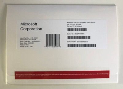 Windows Server Standard 2022 64BIT English 1PK DSP OEI DVD 16 Core
