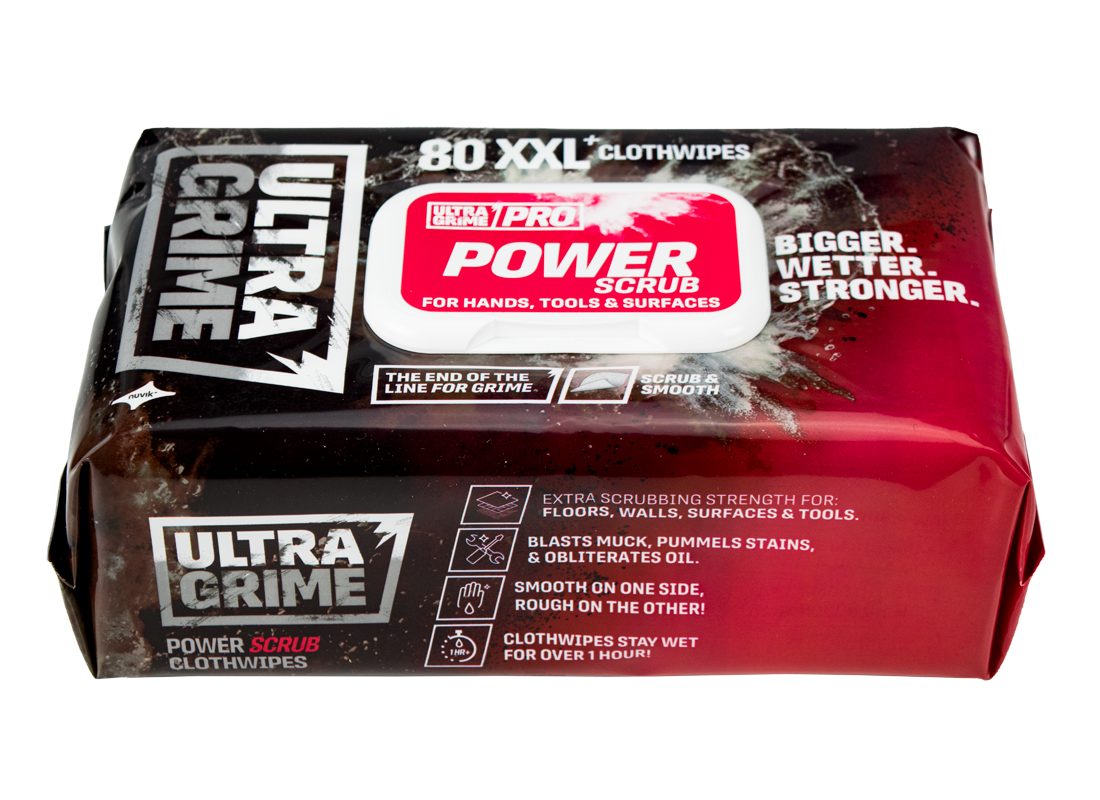 UltraGrime Pro Power Scrub Cloth Wipes XXL Pack of 40  Bigger, Wetter, Stronger