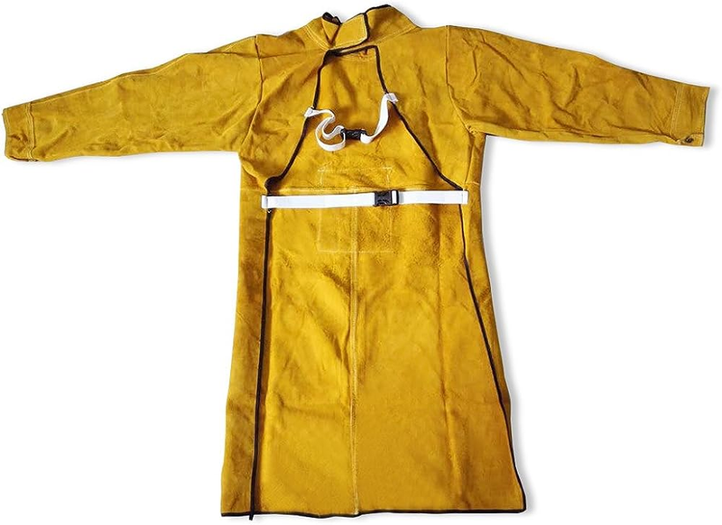 Welding Apron Anti-Flame Cowhide Long Coat Protective Clothing Apparel Suit Weld
