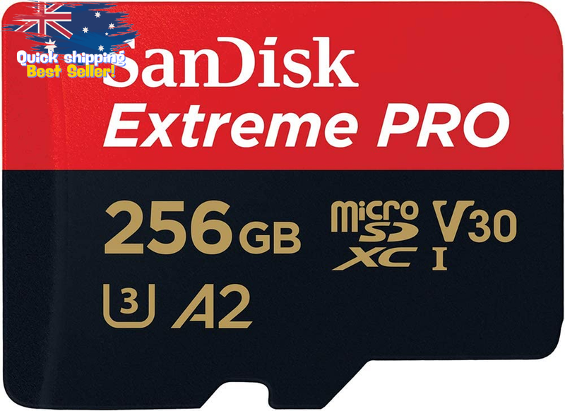 256GB Extreme Pro Class 10 UHS-I U3 MicroSDXC Card + Adapter - Fast Storage