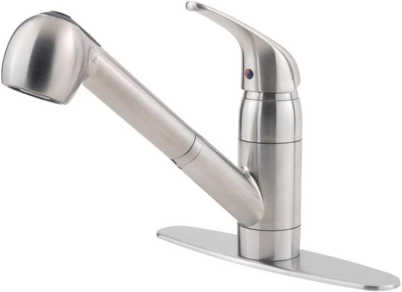 G13310SS Pfirst Series 1-Handle Pull-Out Kitchen Faucet in Stainless Steel, Wate