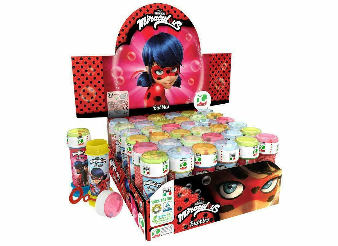 Bolle Di Sapone Miraculous Confezione 36 Pz Flacone 60 Ml Gadget Party hmj