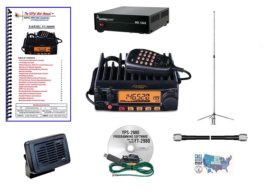 Yaesu FT2980R 80W 2M Transceiver and Accessory Bundle for Base