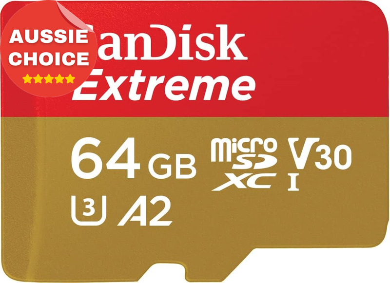 64GB Extreme MicroSDXC Card UHS-I Class 10 A2 for Action Cams Drones + Adapter