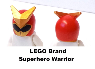 LEGO Super Hero Warrior HELMET Red Gold V Crest Horns Rescue Black Eye Mask