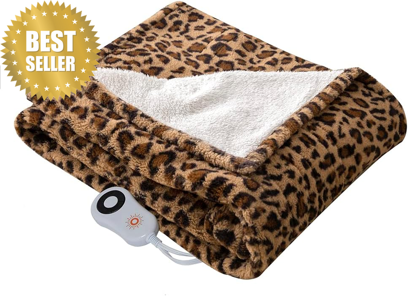 STONECREST Electric Blanket Heated Throw, Reversible Back Sherpa Heating Blanket