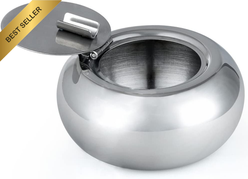 Stainless Steel Cigarette Ashtray with Lid,  Cigarette Ashtray Smoking Ash Holde