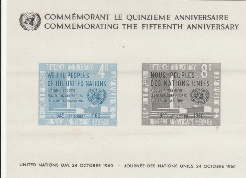 L7214 Nations Unies Ny Timbre NÂ°Y&T Bloc Feuillet 2 De 1960 