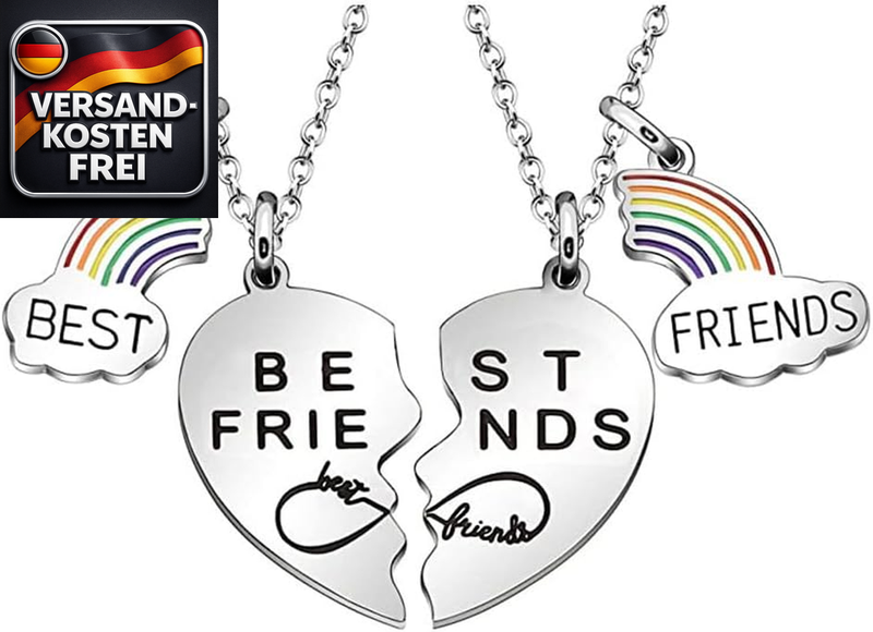 Edelstahl Freundschaftskette Puzzle Anhänger Lange Kette Regenbogen Partner Schmuck für beste Freunde 1 Stück