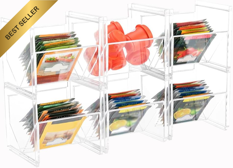 6 Pcs Stackable Tea-Bag Holder, Desktop Transparent Storage Box, Clip-On Fixing,