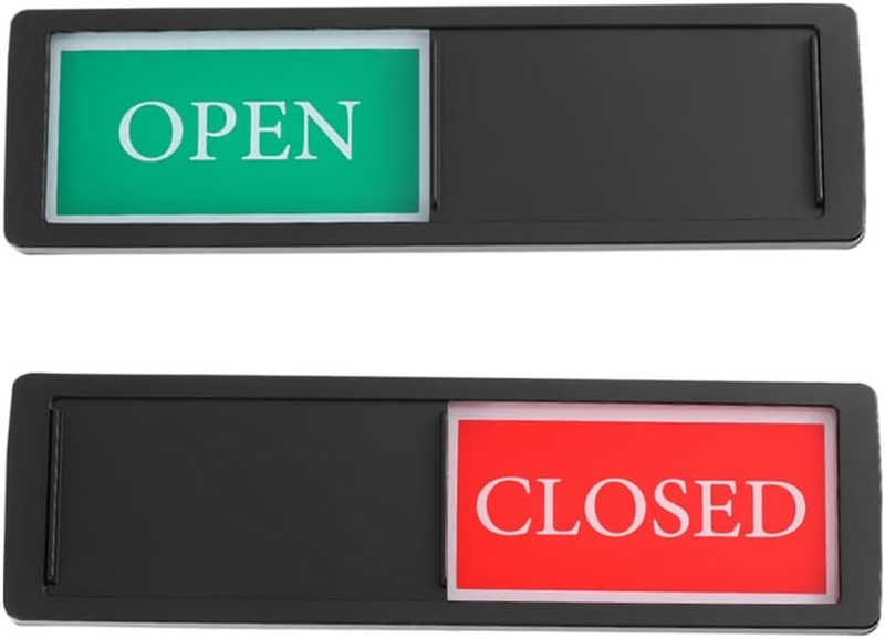 2 Pcs Open Closed Door Sign Indicator, Sliding Sign Black Frame