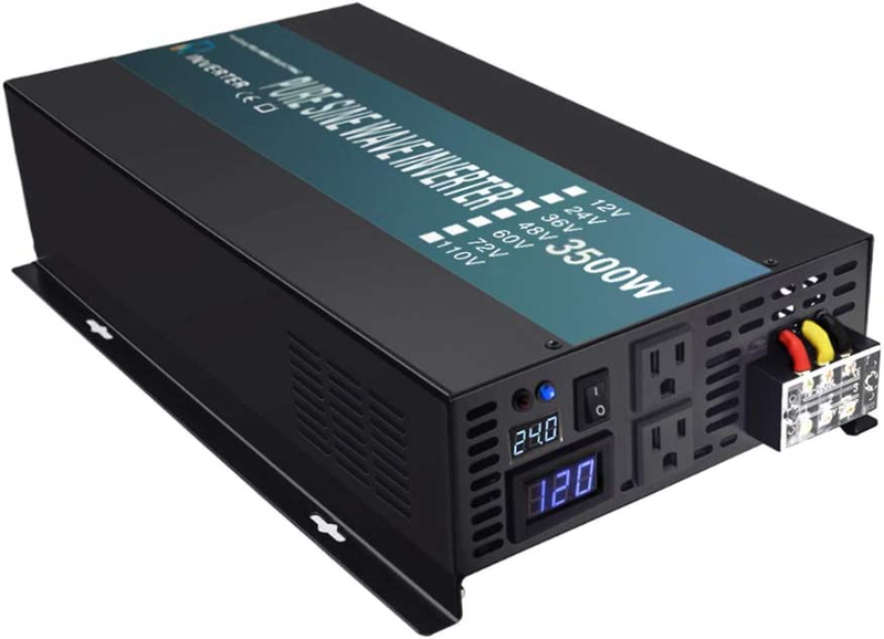 WZRELB 3500W Pure Sine Wave Solar Power Inverter Generator 24V DC to 120V AC Con