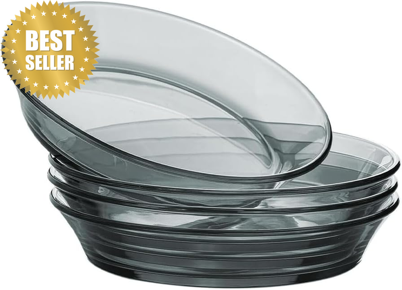 4 Pack Glass Soup Bowls, Transparent Glass Dessert Plate, Stackable Large Capaci