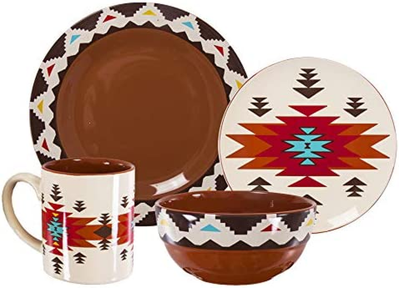 Paseo Road by  | Del Sol Aztec 16 Piece Ceramic Dinnerware Set with Plates, Bowl