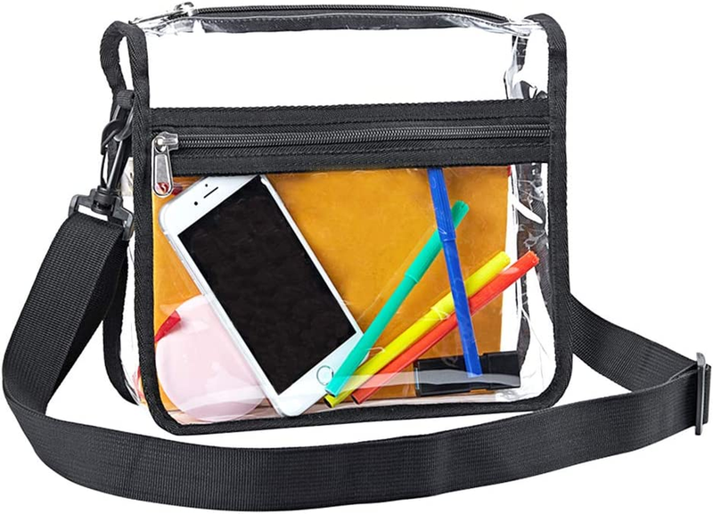 Stadium-Ready Clear Crossbody Purse: Transparent Shoulder Bag with Front Pocket