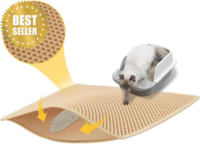 Honeycomb Cat Litter Mat, Double Layer Waterproof Litter Mat | Large Urine Proof