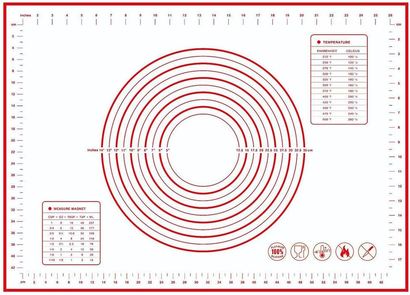 Silicone Pastry Mat,With Measurement,Non Stick Baking Mat,Kneading Board Pad,Dou