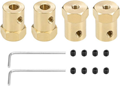 Uxcell Hex Coupler 5Mm Bore Motor Hex Brass Shaft Coupling Connector for Car Whe