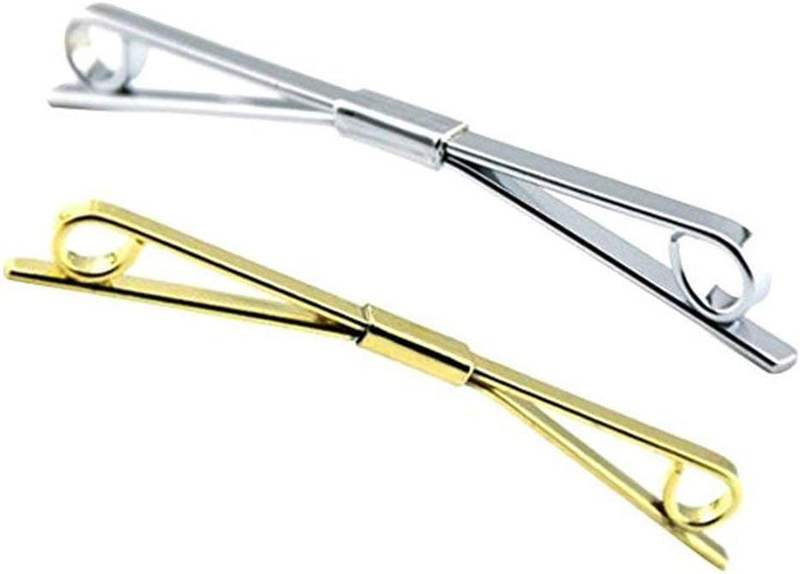 2Pcs (Gold+Silver) Tie Collar Bar Pin Collar Bar Shirt Clip Men'S Shirt Suit