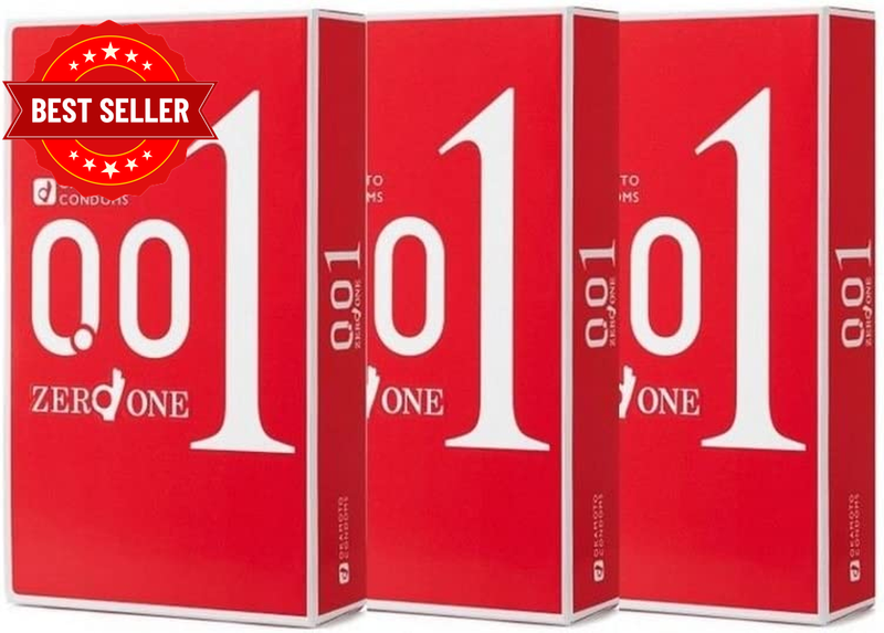 3 X Japan  001Mm Zero One Thinnest Condoms Medium Size (9 Pieces in Total)