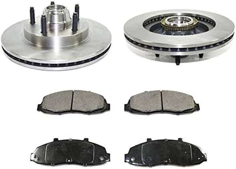 Front Ceramic Brake Pad Rotor Kit 5-Lug for 1999-2003 Ford F-150 RWD 14Mm Wheel