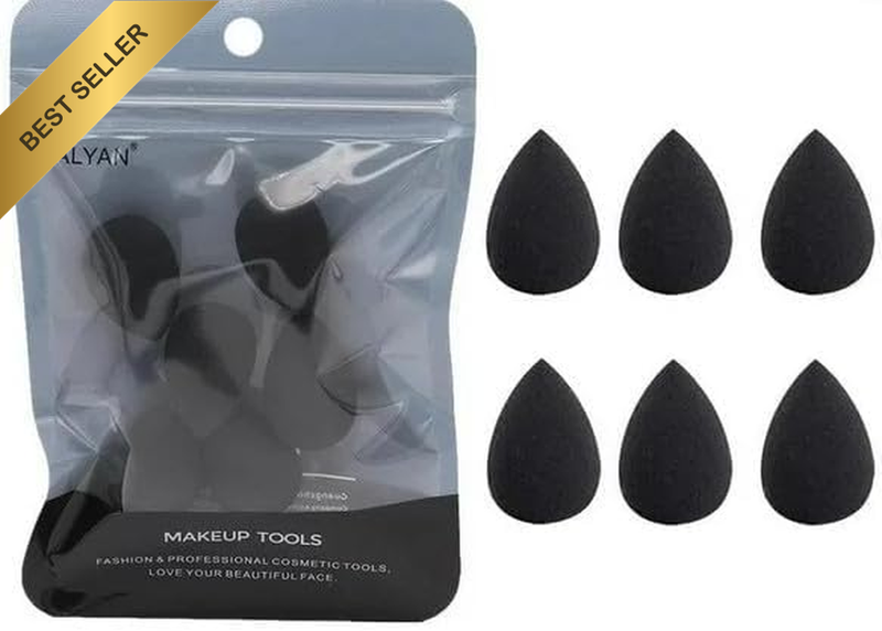 6Pcs Black Mini Makeup Sponge, Blenders and Sponges, Small Beauty Sponge Blender