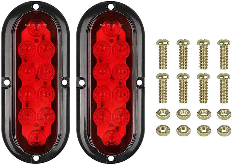 Red Color 6" Oval Marker Tail LED Light For Bus Trucks Trailers Tractors Semi-Tr