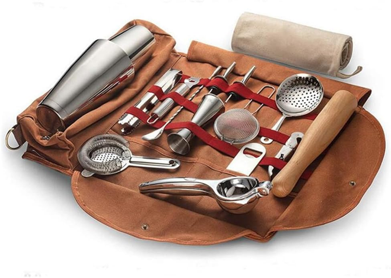Travel Bartender Set with Portable Handles and Shoulder Strap, Easy Portability