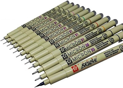 Pigma Micron 12 Fineliner Brush Pen Archival Ink Colored Pens, Creative Artist D