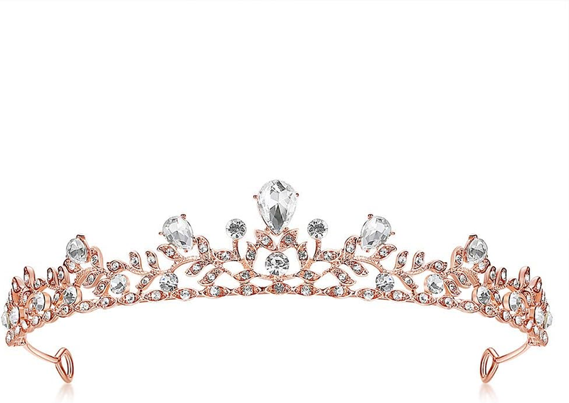 Royal Crystal Princess Wedding Alloy Tiara Headpiece-Rose Gold