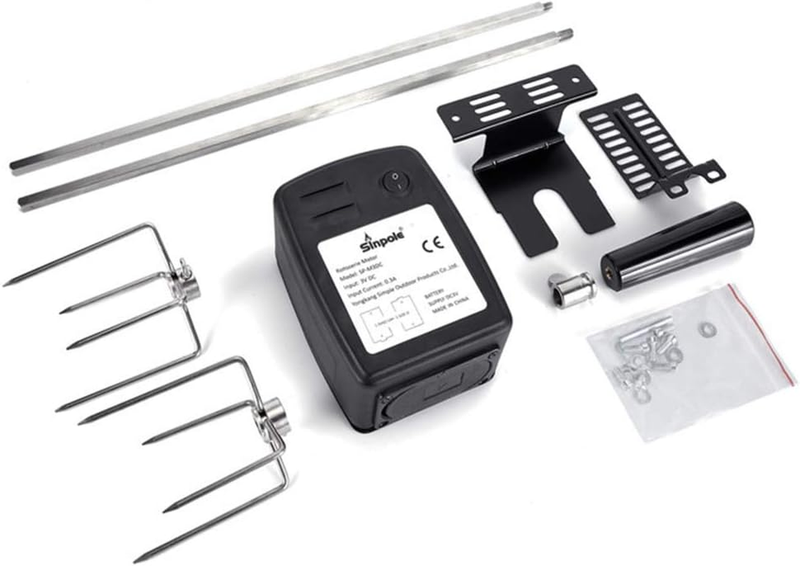 Rotisserie Kit Stainless Steel Electric Motor for BBQ Camping Picnic Outdoor Use
