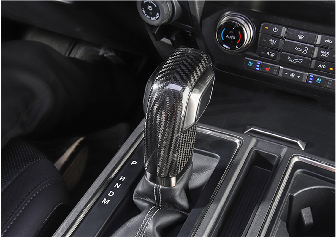 For Ford F150 2015-2018 Gear Shifter Head Trim Cover Shift Knob Carbon Fiber