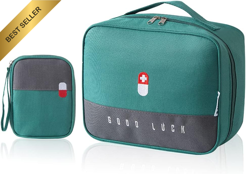 2PCS Empty First Aid Bags with Small Pouch Portable Medicine Case for Travel Hom