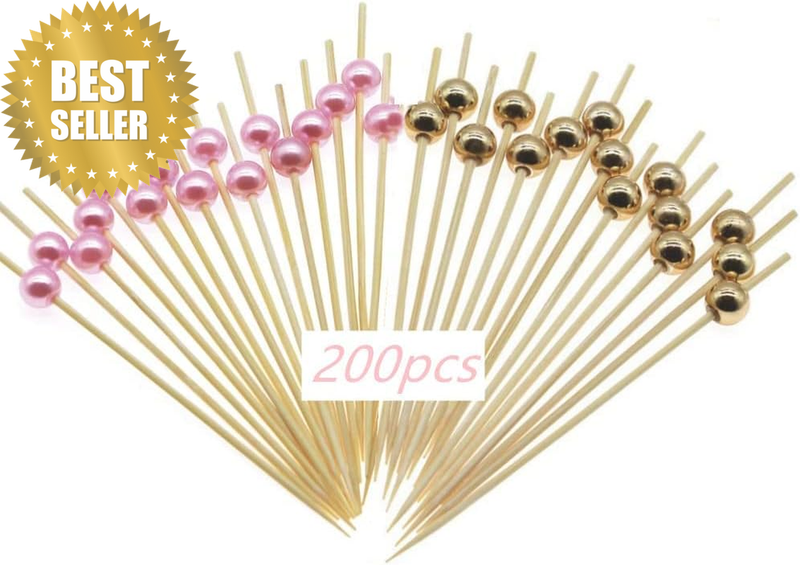 200 PCS Cocktail Picks, Faux Pearl,4.7 Inch/12 Cm Toothpicks