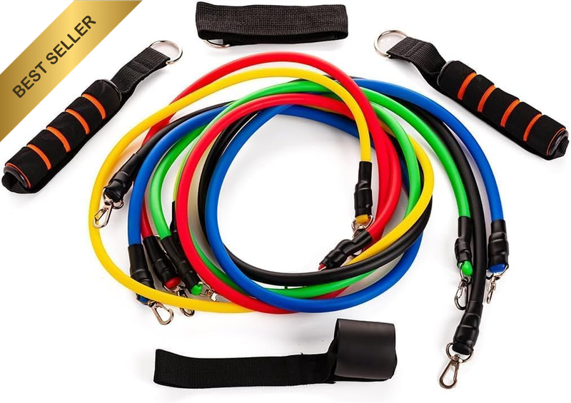 EL1043 Toning Tubes Set of 5 (10-30 Lbs) | Natural Rubber Resistance Bands with