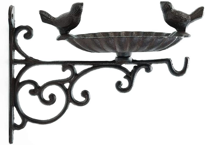 Heavy Duty Cast Iron Bird Feeder with Hanging Bracket - Wall Mounted Bird Bath -