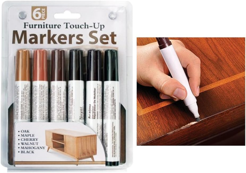6 Pc Furniture Touch up Marker Pen Wood Wax Scratch Repair Filler Remover Fix