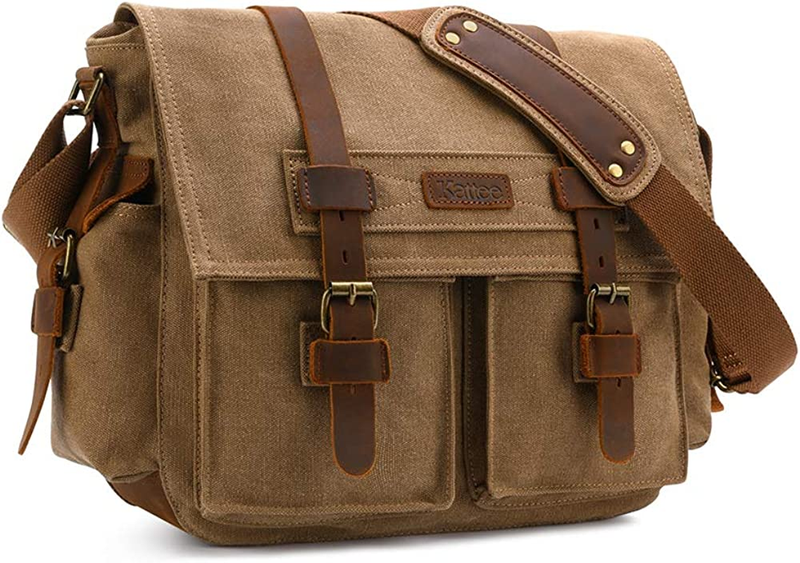 Leather Canvas Camera Bag Vintage DSLR SLR Messenger Shoulder Bag
